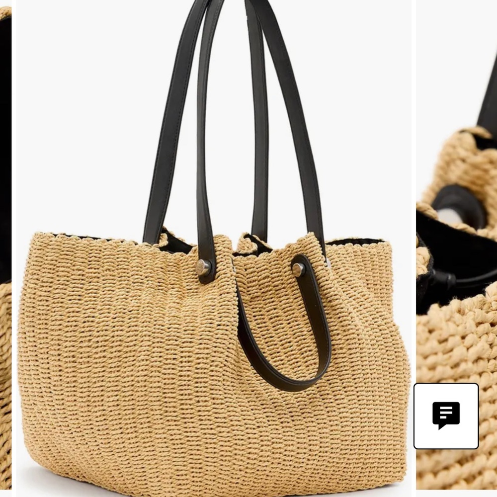 NWOT Allsaints Allington Paper Straw tote - Picture 2 of 4